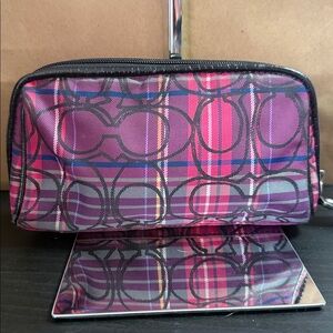 Coach Poppy Tartan Plaid cosmetic bag